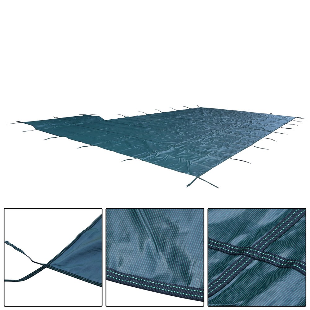 Pool Safety Cover For 20x40ft Rectangular with 4x8ft Center End Step Green Mesh