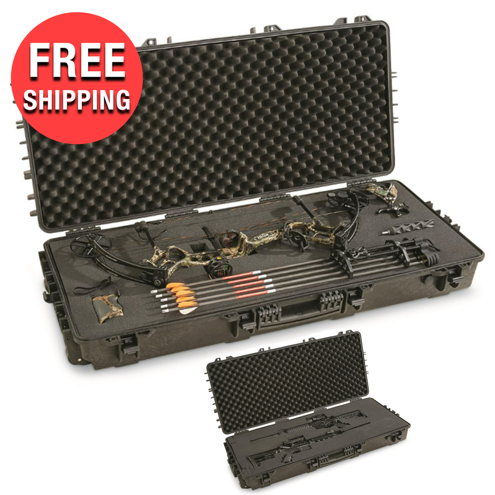 Hard Case Compound Bow Archery Rifle Storage Waterproof Box Customize Pad Wheels