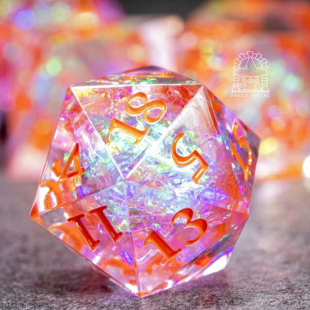 Sage's Crystals - Summer Sharp Edge Resin Polyhedral Dice Set DnD RPG