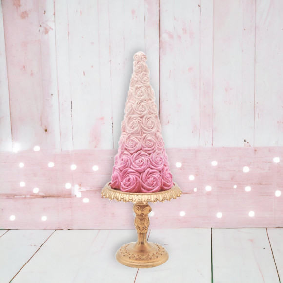 12.5" Pink Rosette Tree Christmas Decor