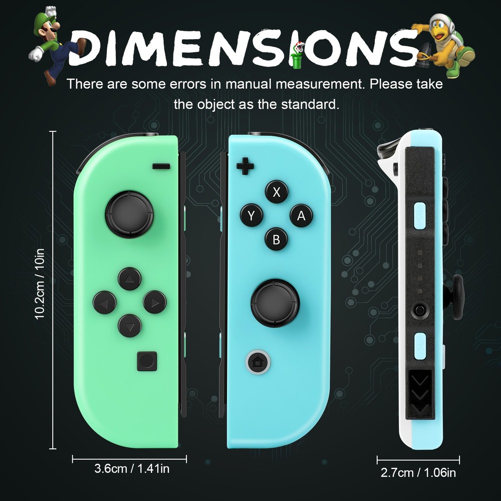 Controller Left&Right Wireless Gamepad 1Pair New Animal Crossing Splatoon Black