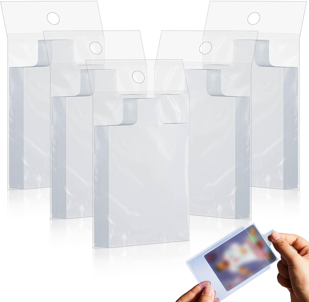 500 Pack Tabbed Sleeves Holders with Pull Tab Trading Card Sleeves for Grading