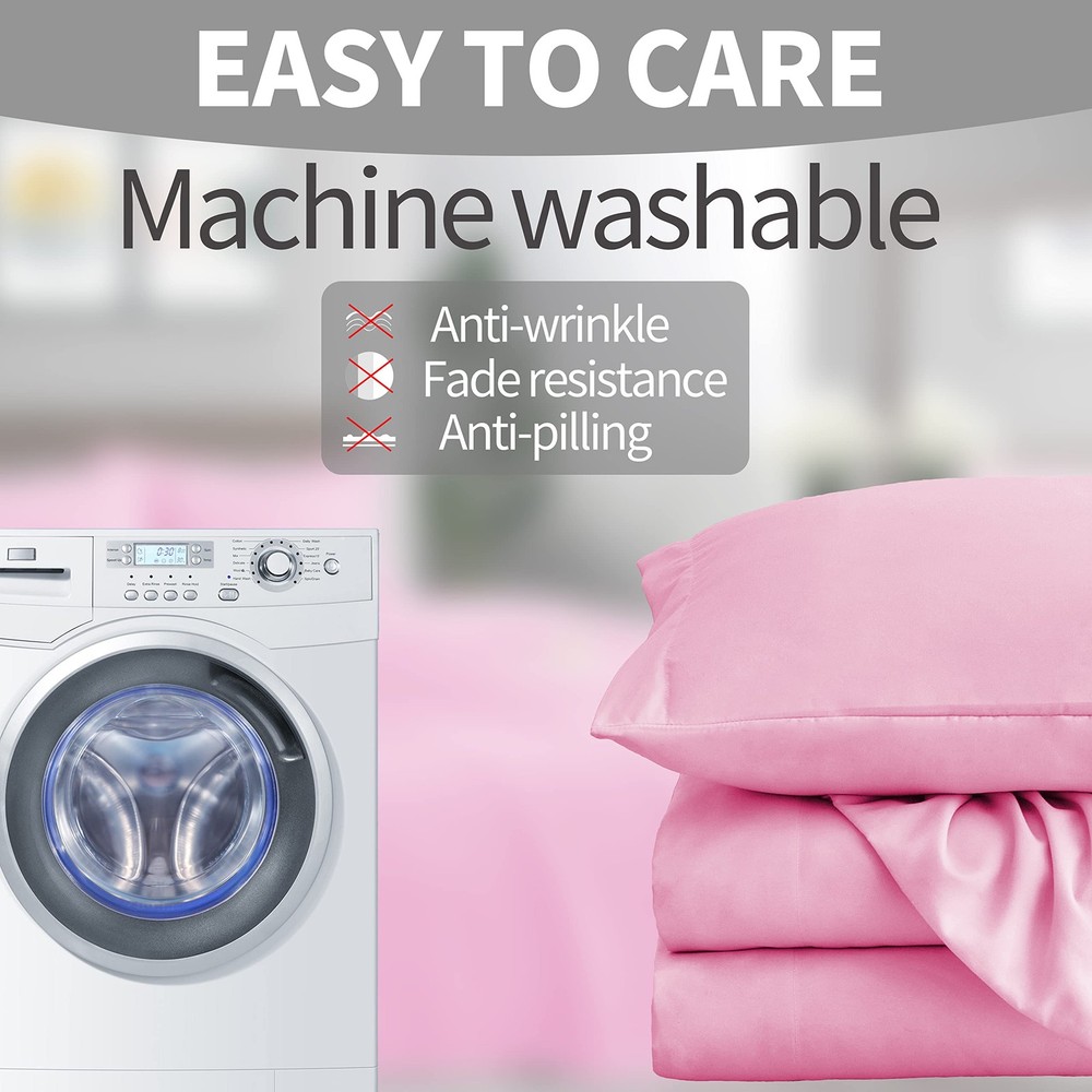 Queen Sheets Set (4 Piece), Super Soft Brushed Microfiber Bed Sheets with 16 ...