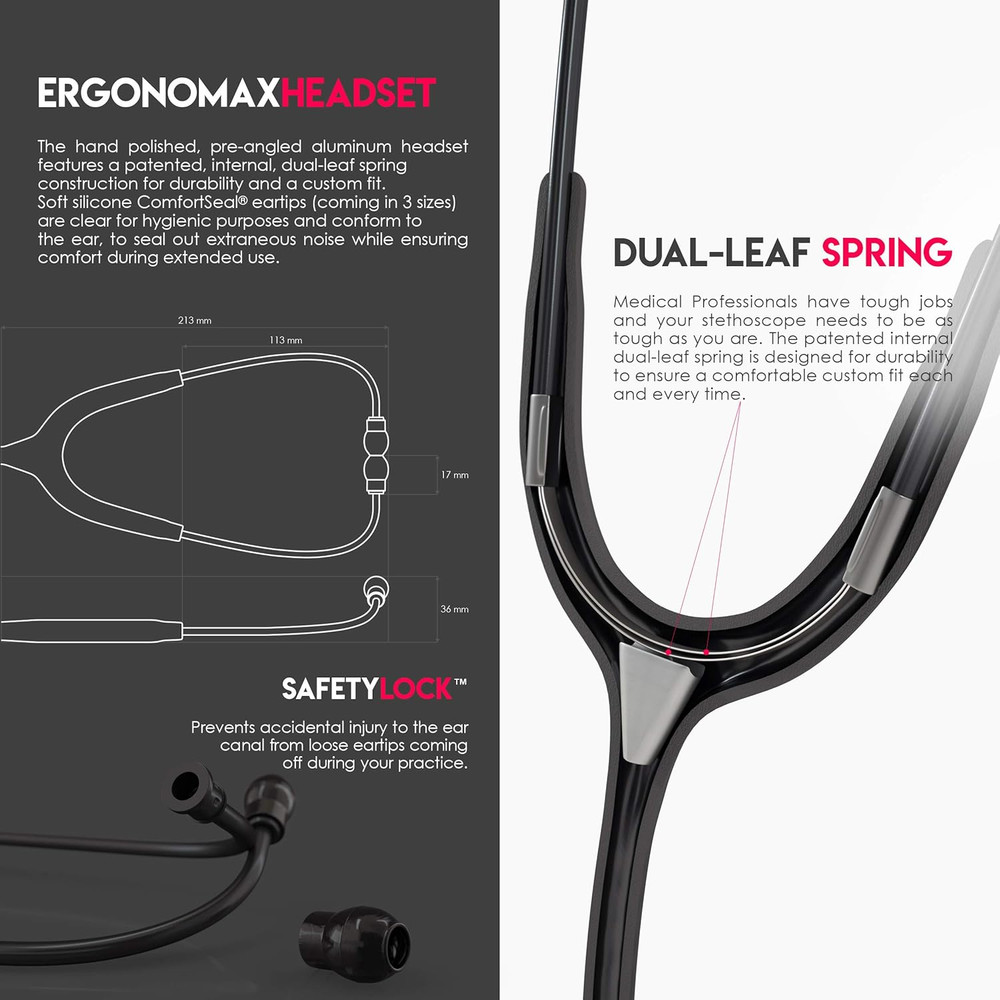 MDF Instruments, Acoustica Lightweight Stethoscope for Doctors, Nurses, Students