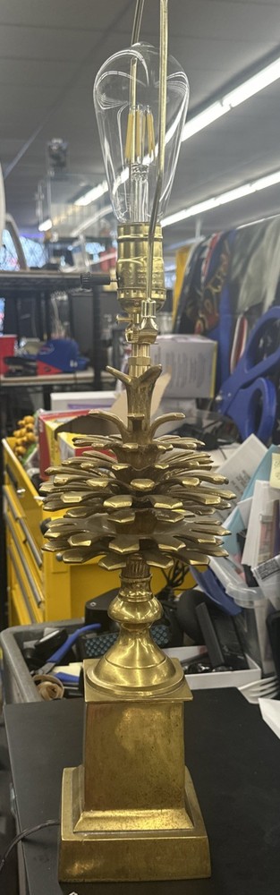 Vintage Solid Brass Pinecone Shape W/Base Table Lamp