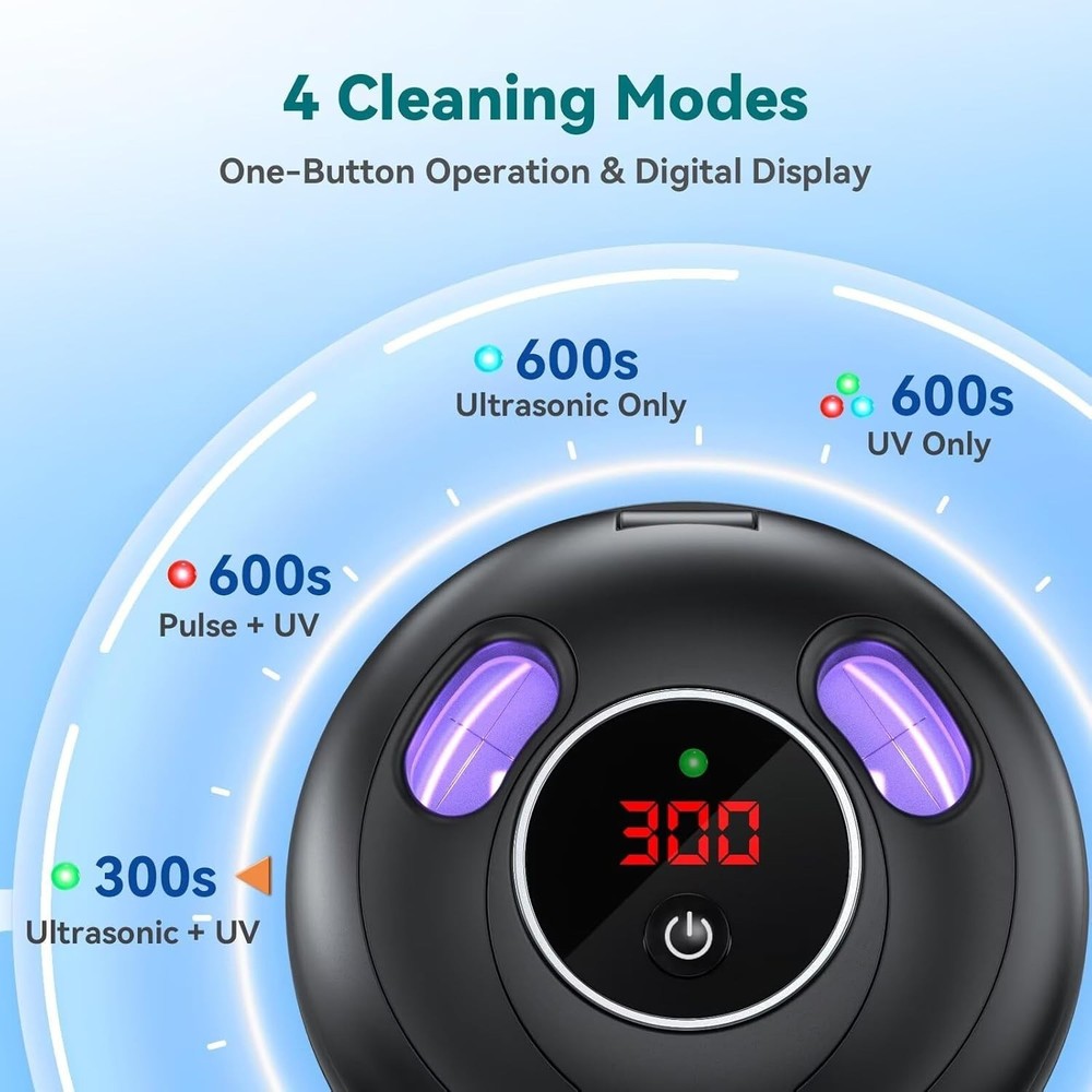 Quiet Ultrasonic Retainer Cleaner with 200ML Capacity & Smart Digital Timer