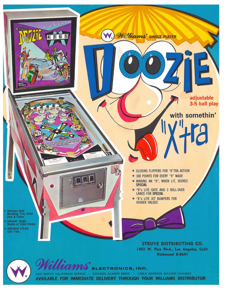 Doozie Williams Pinball Flyer / Brochure / Ad /