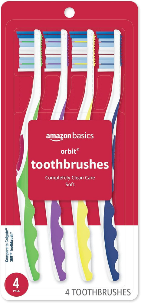 Orbit Toothbrushes, Soft Bristles, Full Size, 4 Count, Assorted Colors (Previous