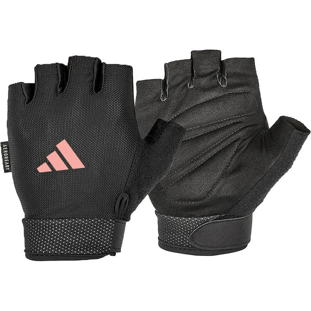 Adidas Medium Essential Adjustable Fingerless Workout Gloves - Black Pink