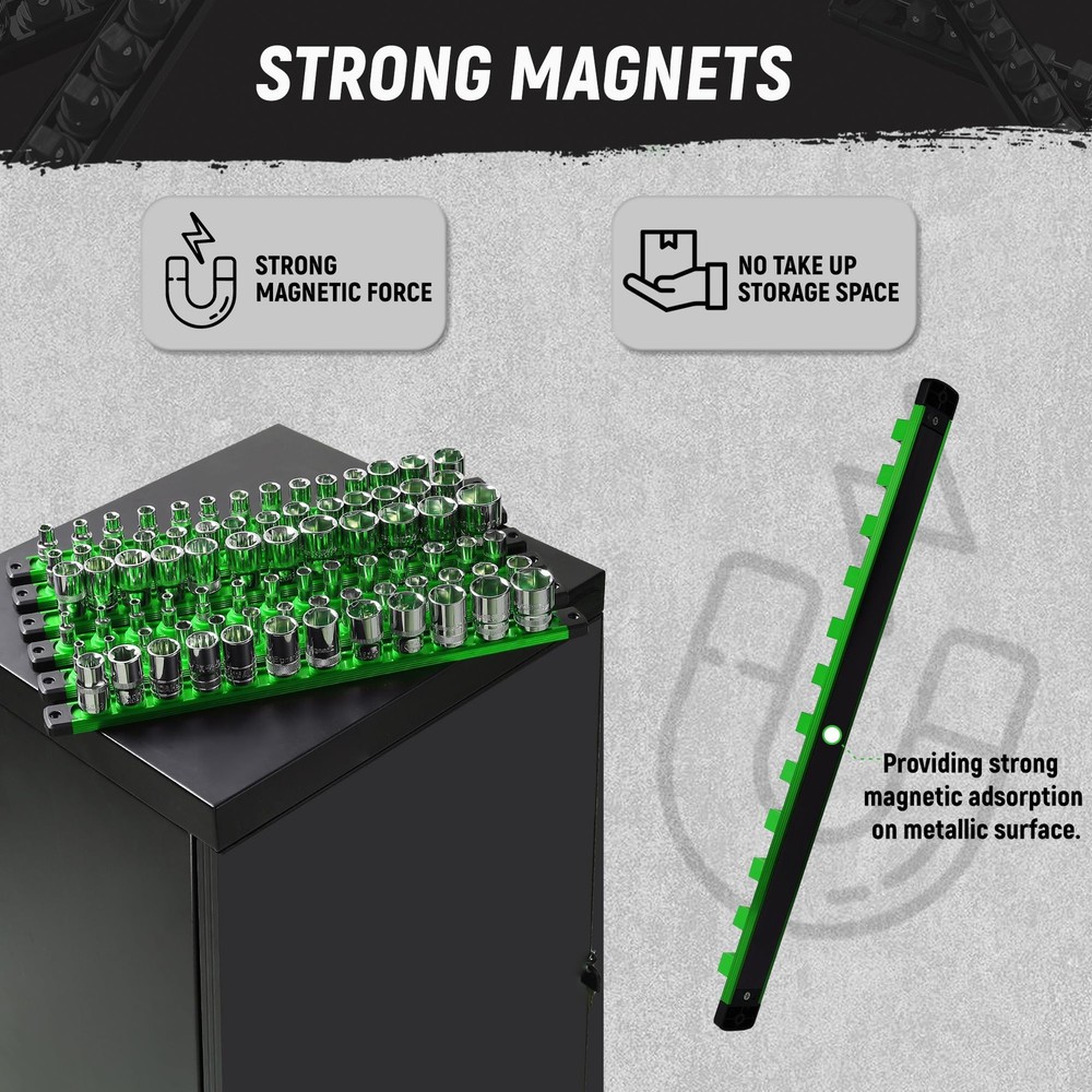 Magnetic Socket Organizer, 1/2-Inch Drive Aluminum Socket Holder Socket Tray,...