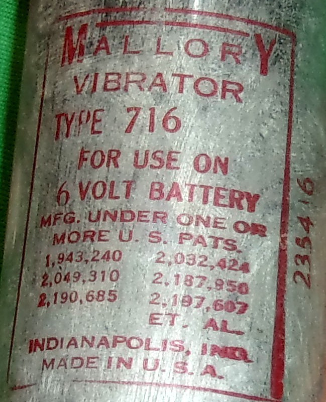 NOS Mallory 6 Volt Vibrator No. 716 (6-Volt Syn) 5-Pin for 1948 Delco 980762