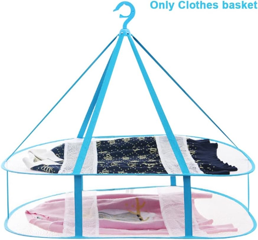 2-Tier Folded Mesh Clothes Drying Rack Stackable Sweater Laundry Drying Rack