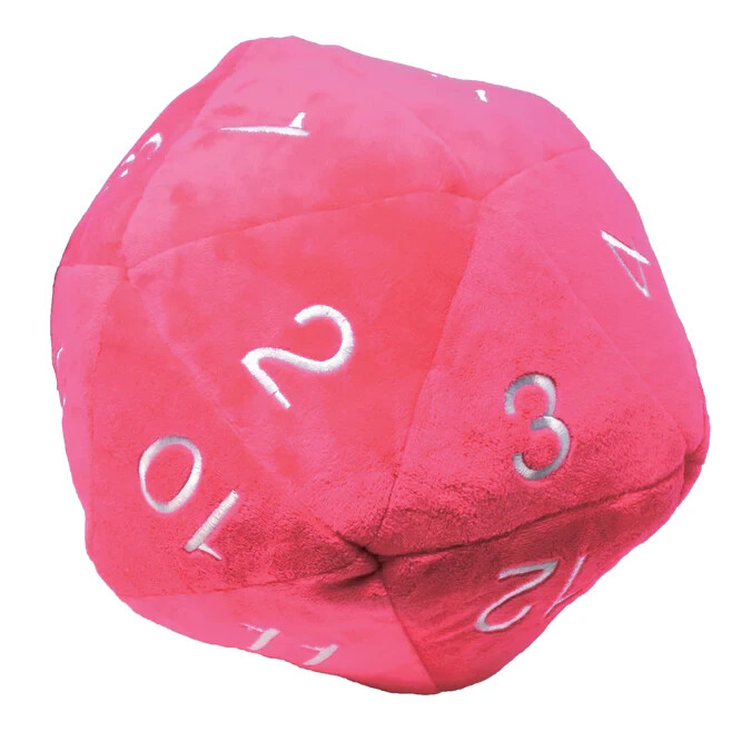 Jumbo D20 Novelty Plush Dice - Hot Pink