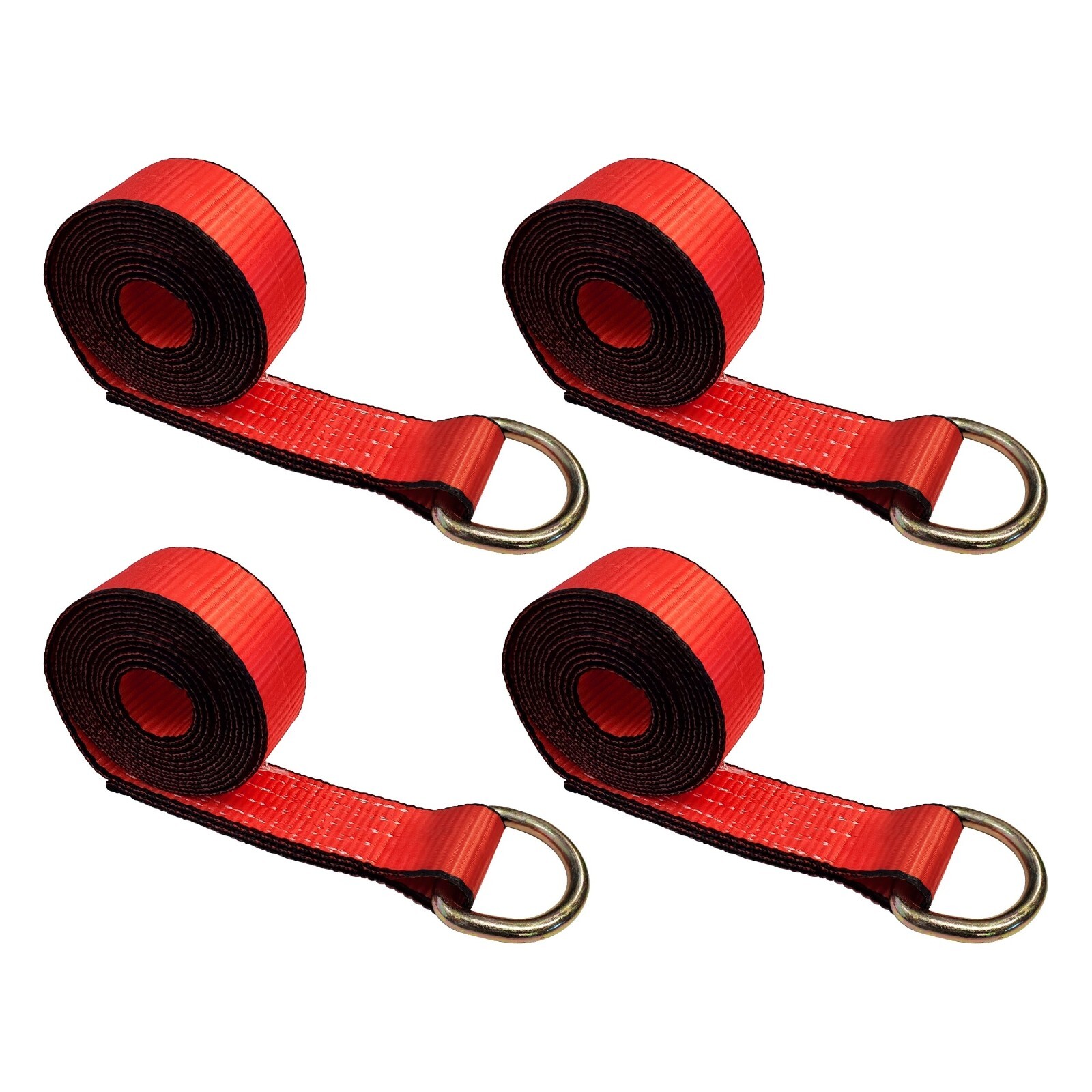 4 Pack 2" x 10' Lasso Strap w/ D Ring Auto Tie Down for Tow Truck Wheel Lift