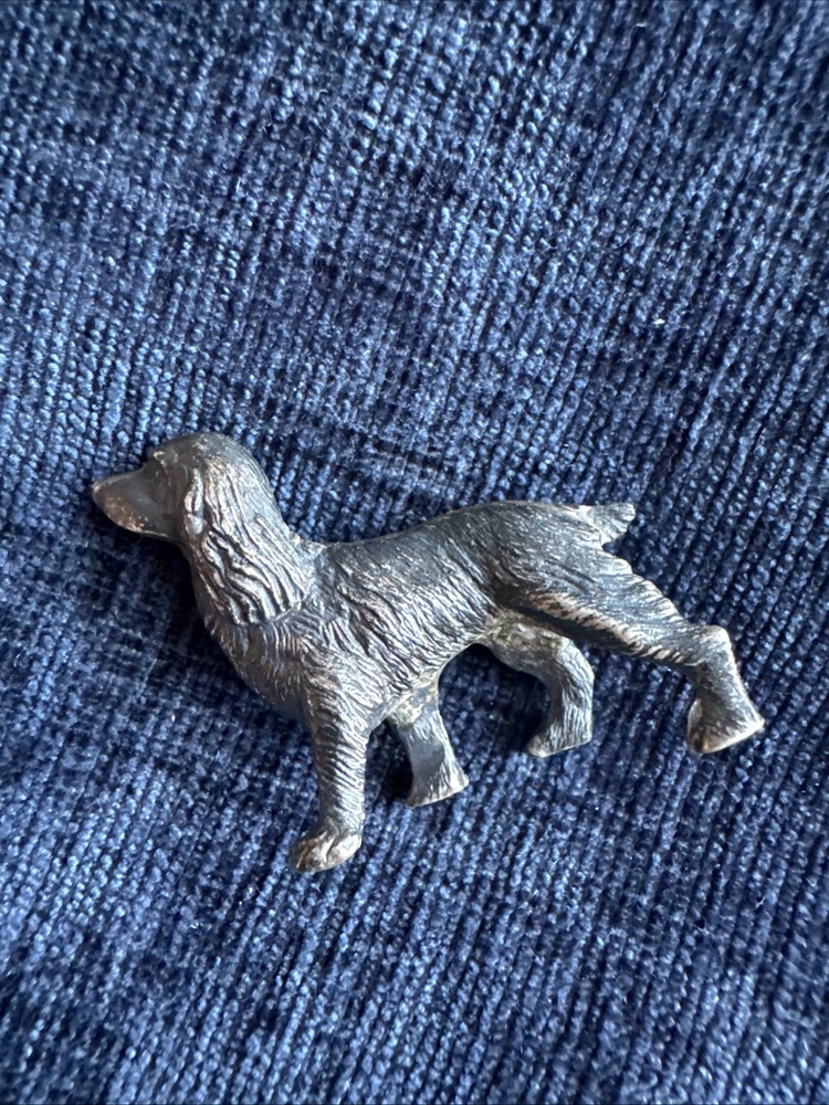 antique french miniature silver cocker spaniel figure