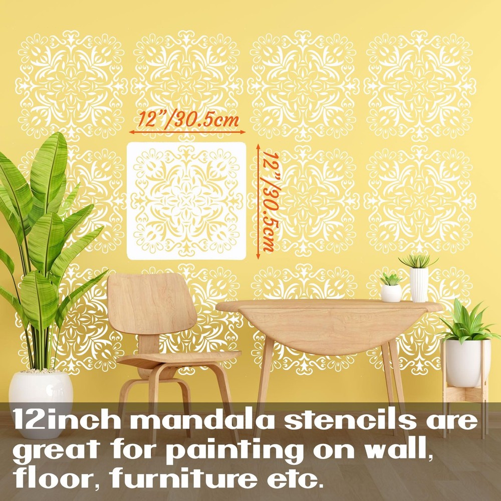 Wall Stencils for Painting Large Pattern, 9Pcs 12 12 inch, square pattern