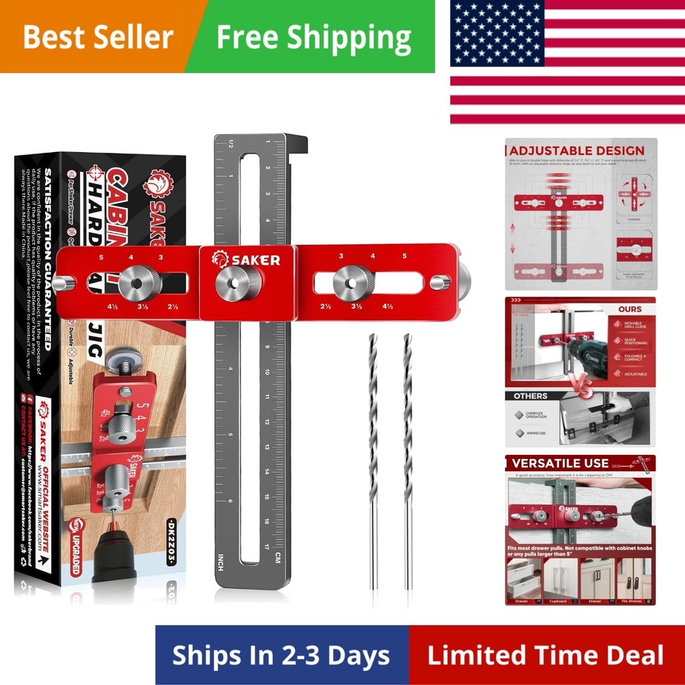 Cabinet Hardware Doweling Jig - Cabinet Handle Template Tool for Knobs and Pu...