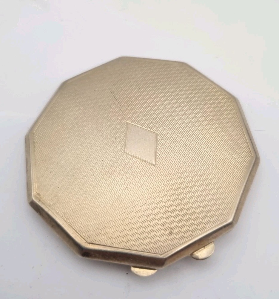 Antique Powder Compact Solid Silver Hallmarked Turner & Simpson 1920 Decagon