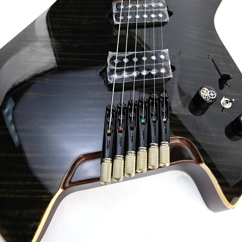 Slanted 6 String Headless Guitar Brass Bridge Saddles Set