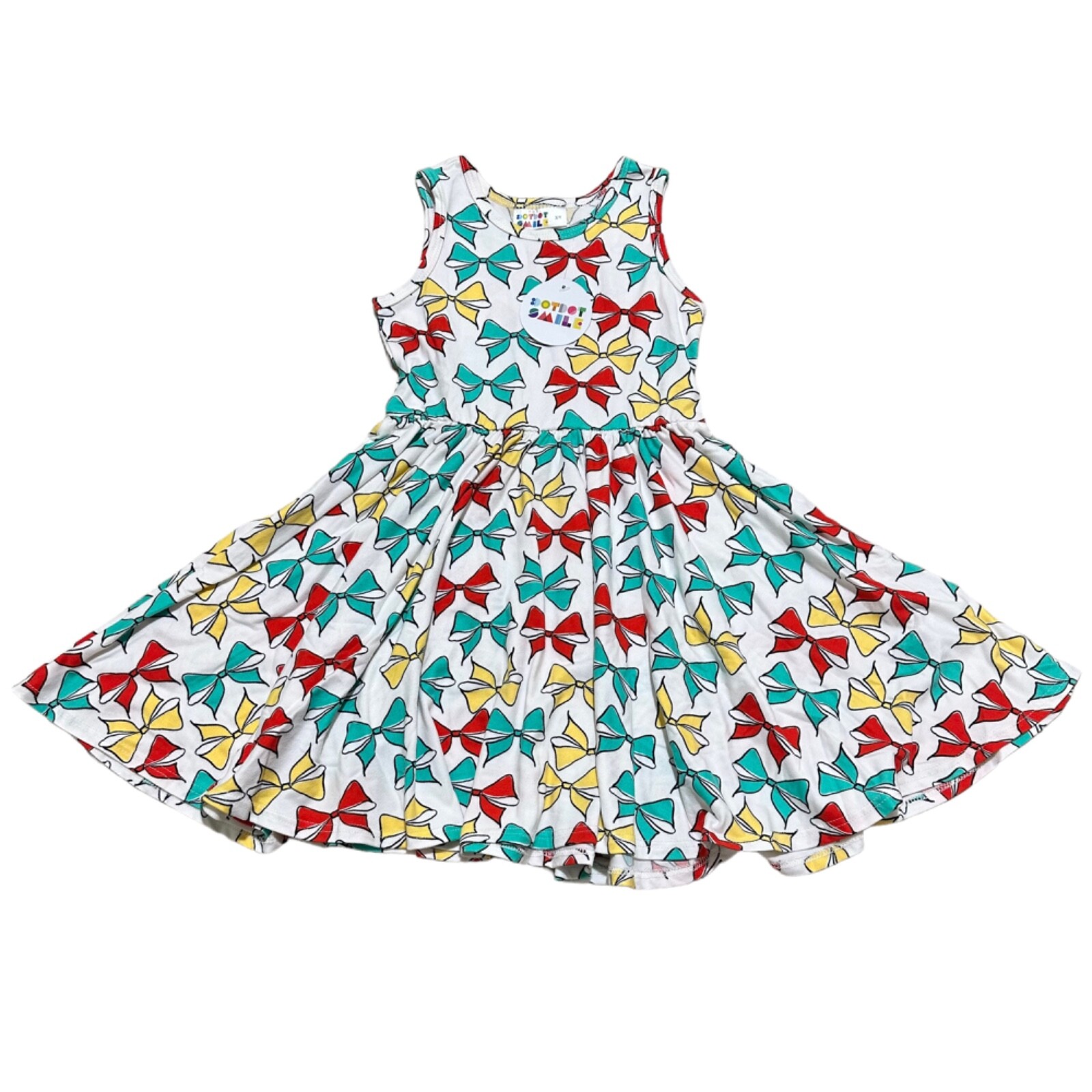 Dot Dot Smile NWT Toddler Girl’s Size 3/4 Bows Print Sleeveless Tank Twirl Dress