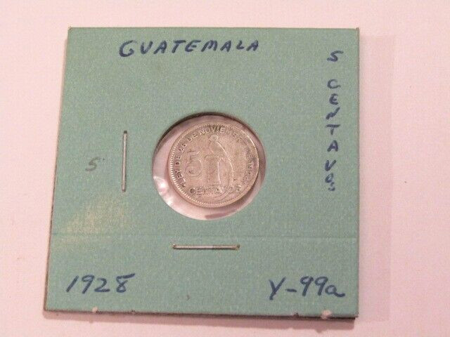 Guatemala 1928 5 Centavos Silver Coin