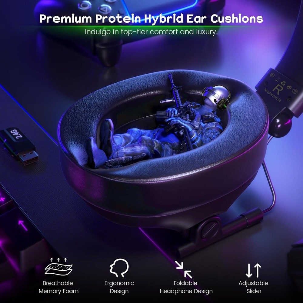 WESEARY Wireless Gaming Headset with Microphone for PS5, PS4, PC, Switch,Mac 7.1