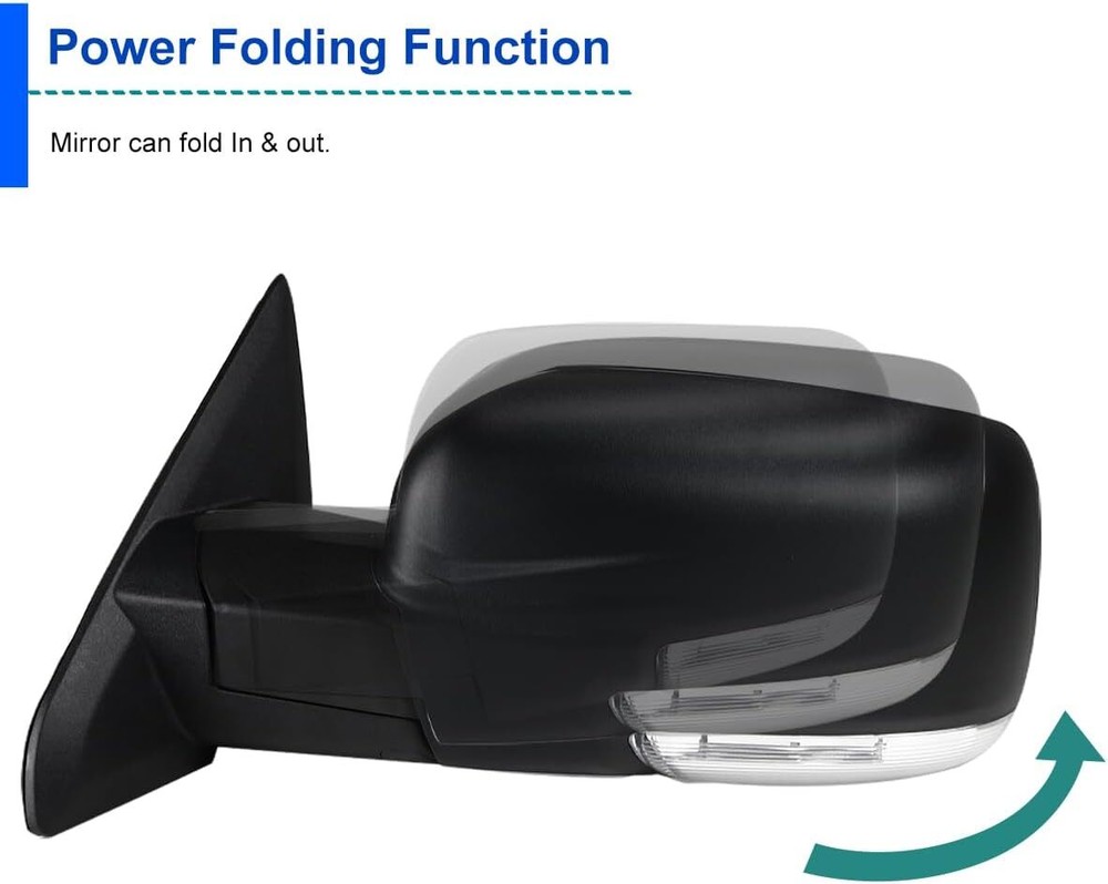 Left/Driver For 2013-2019 Dodge Ram 1500 Power Fold +Heated+ Temp Sensor Mirror