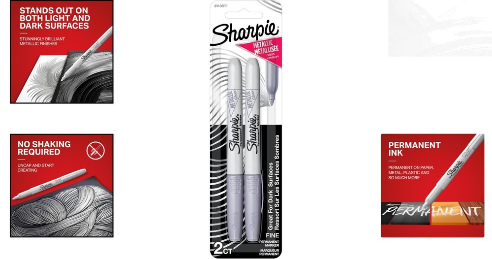 Brilliant Silver Fine Point Permanent Markers - 2 Count for Poster Creation