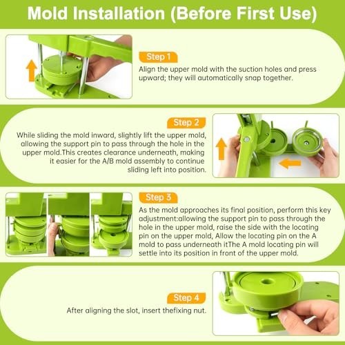 DIY Button Maker Machine 75mm - Easy Install, 100 Sets Supplies & Circle Cutter