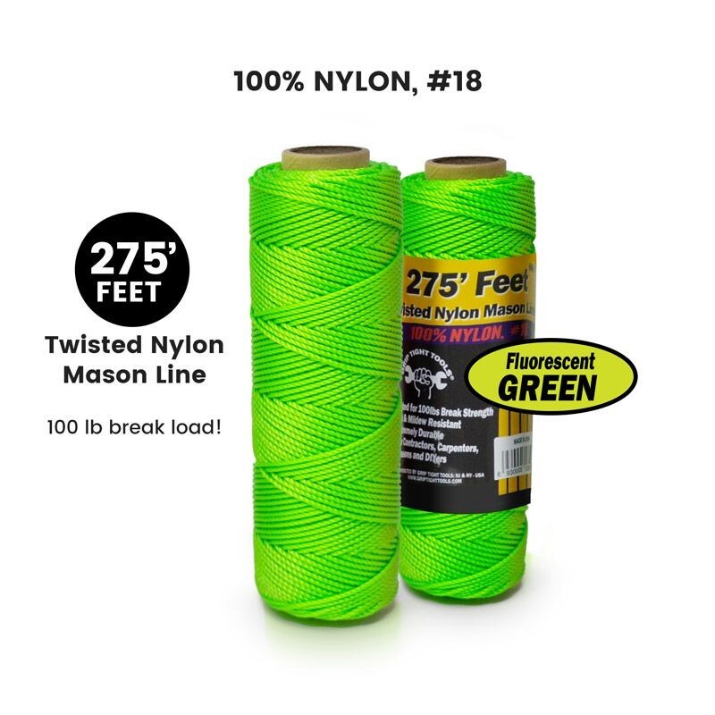 Twisted Nylon Mason Line - Fluorescent Green