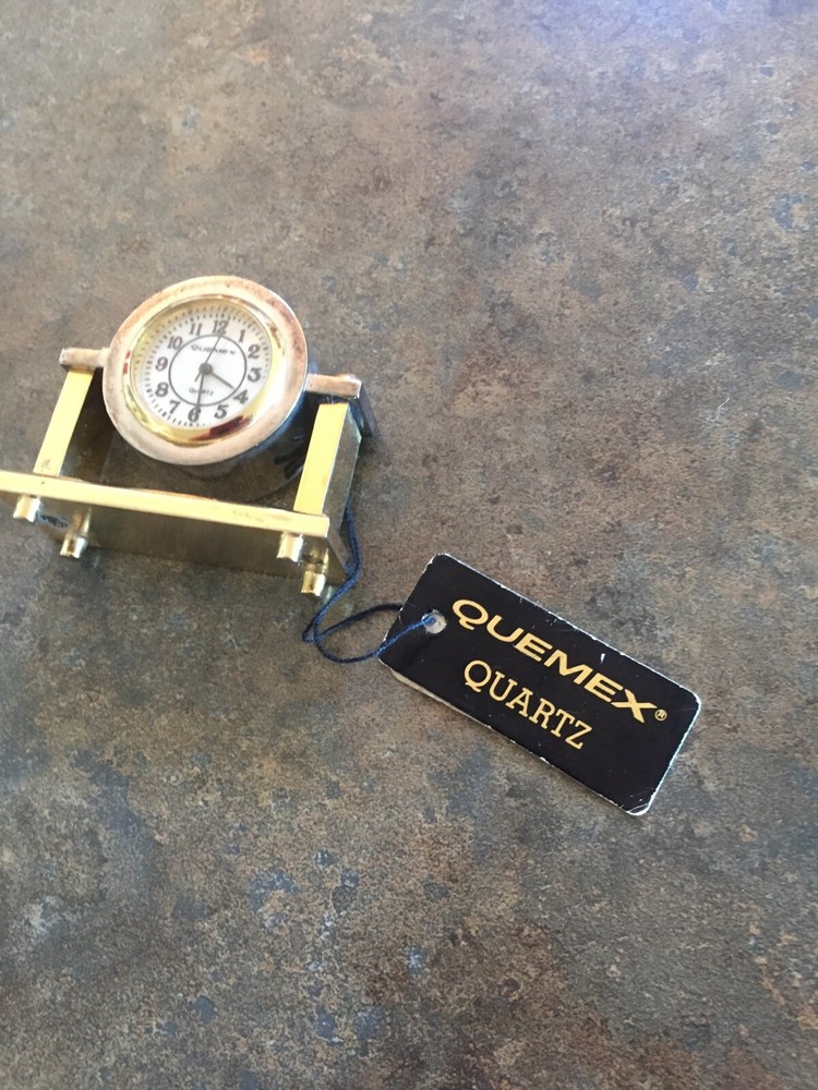 Quemex Minature Mantle Clock 18k Gp