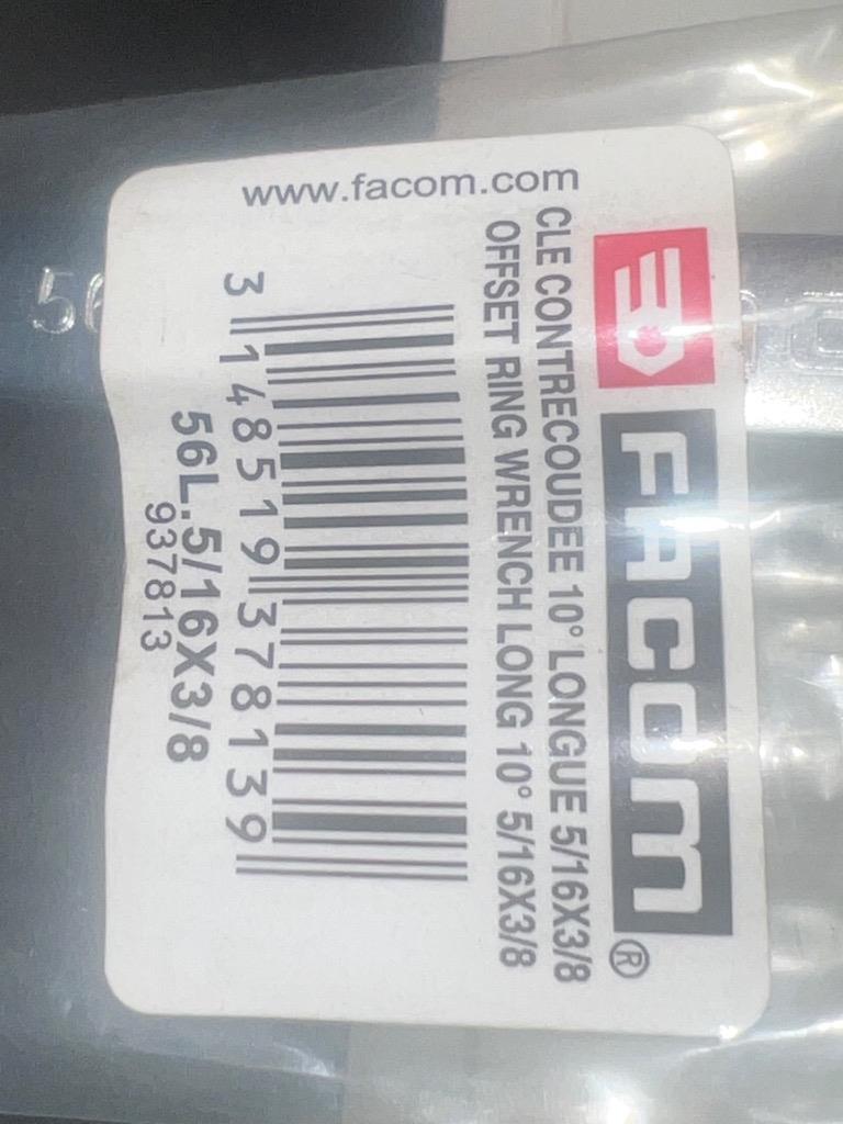 NEW Facom 56L Series 9pc 10° Offset LONG Box End SAE Wrench Set 5/16" to 1-1/4"