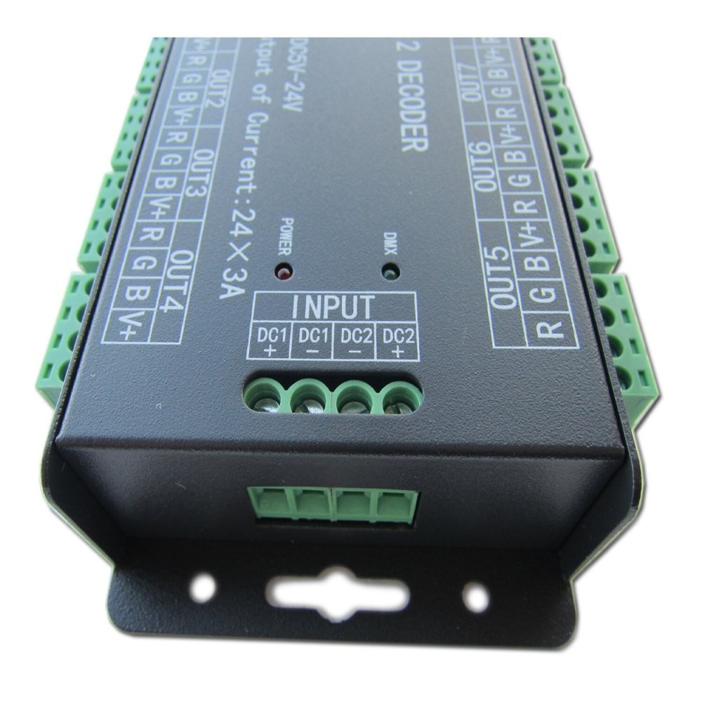 High Power 24 Channel RGB 3A/CH DMX512 Controller Led Decoder Dimmer 500Hz Fl...