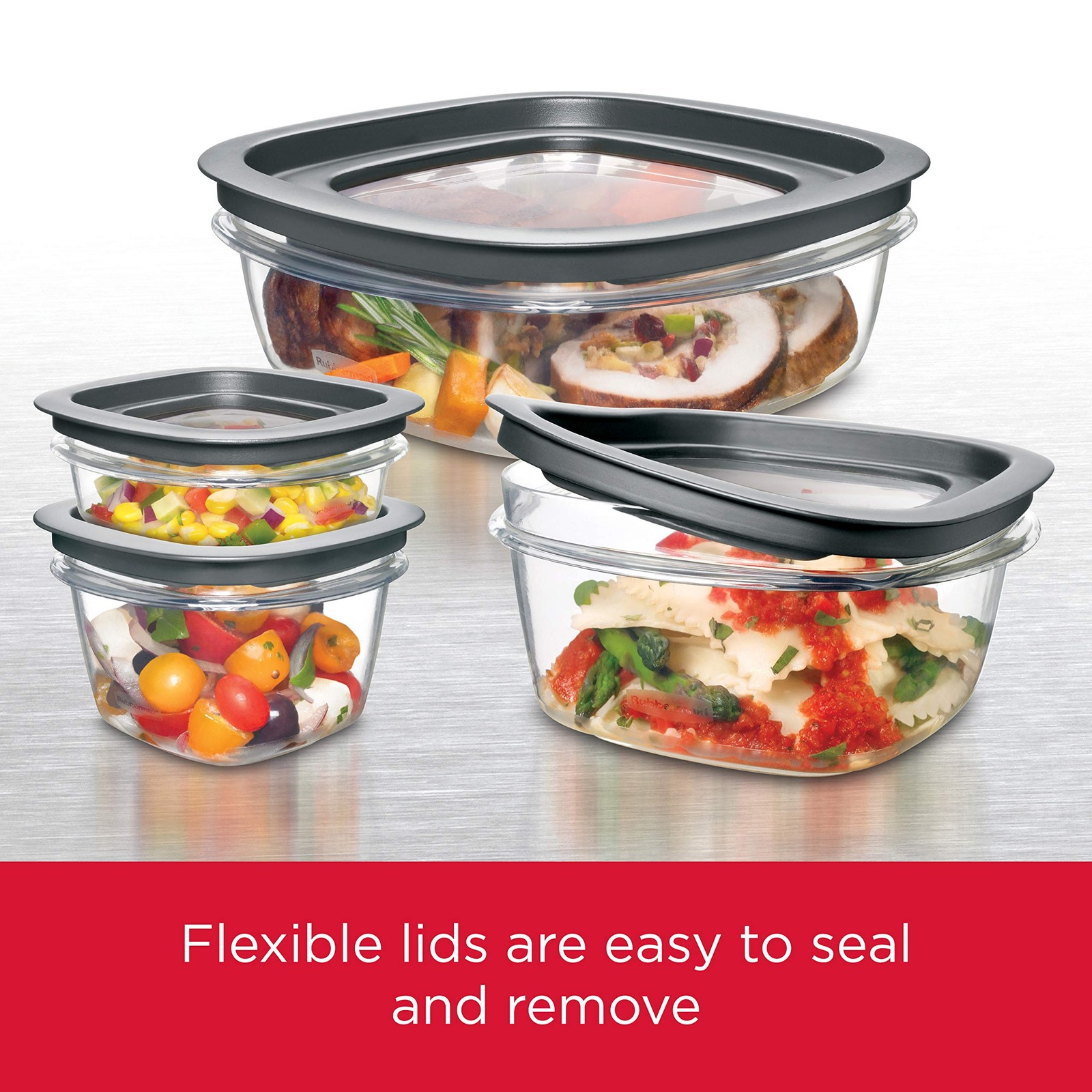 Rubbermaid Premier Food Storage Container, 10 Piece Set, Grey, BPA-Free, Micr...