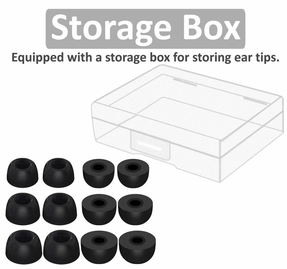 Memory Foam Tips Compatible with Google Pixel Buds S/M/L, memory foam black