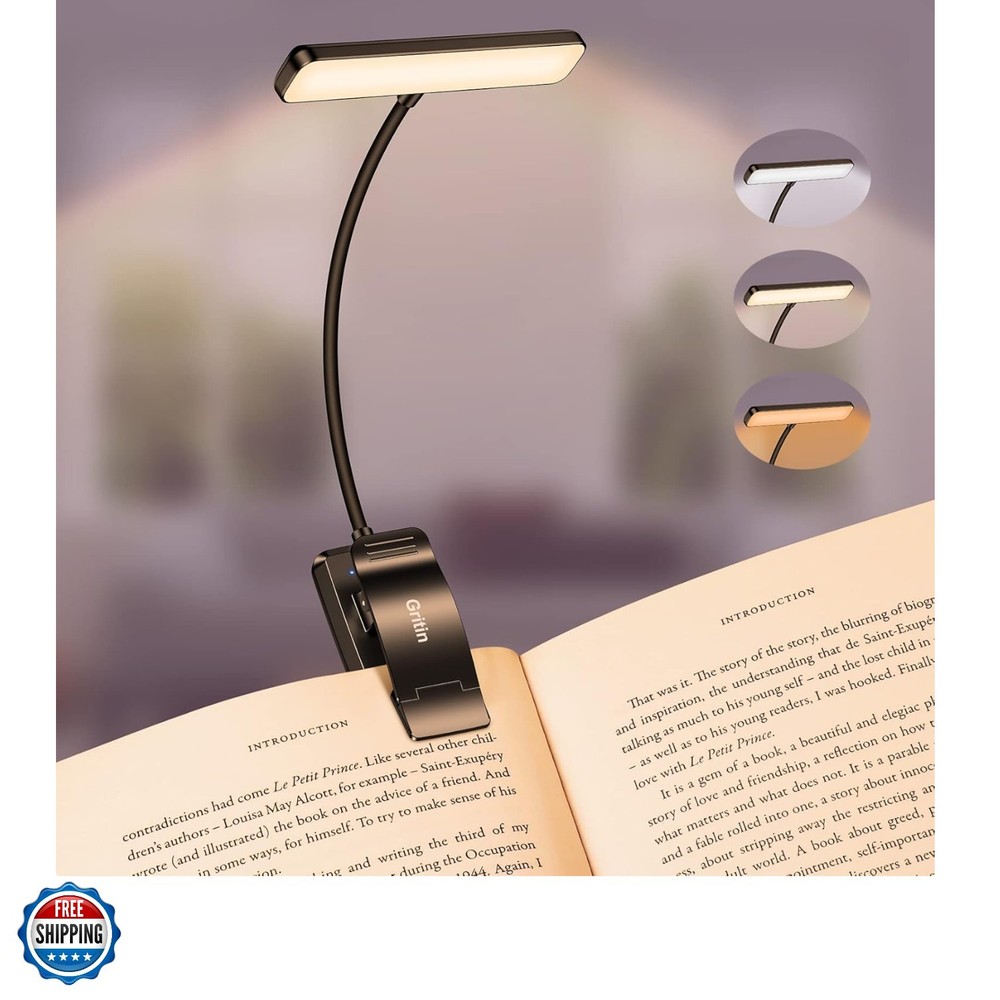 19 LED Rechargeable Book Light for Reading in Bed with Memory Function- Eye C...