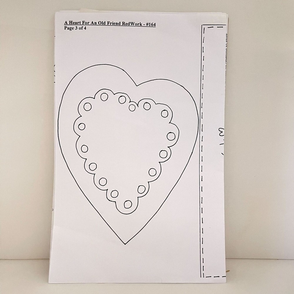 #5429 A Heart For An Old Friend RedWork Sewing Pattern