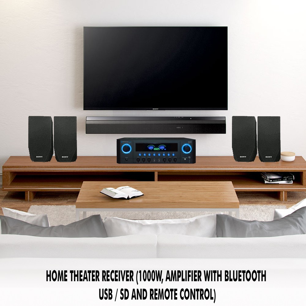Technical Pro RX45BT Bluetooth Receiver w/ USB & SD Card Inputs,1000W Peak Power