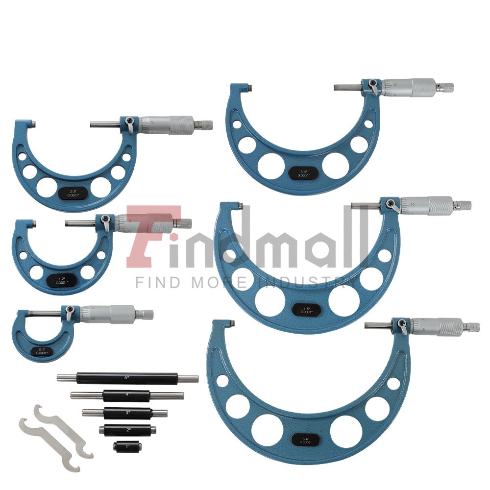 6 Pack Set 0.0001" Carbide Standards Durable 0-6" Precision Outside Micrometer
