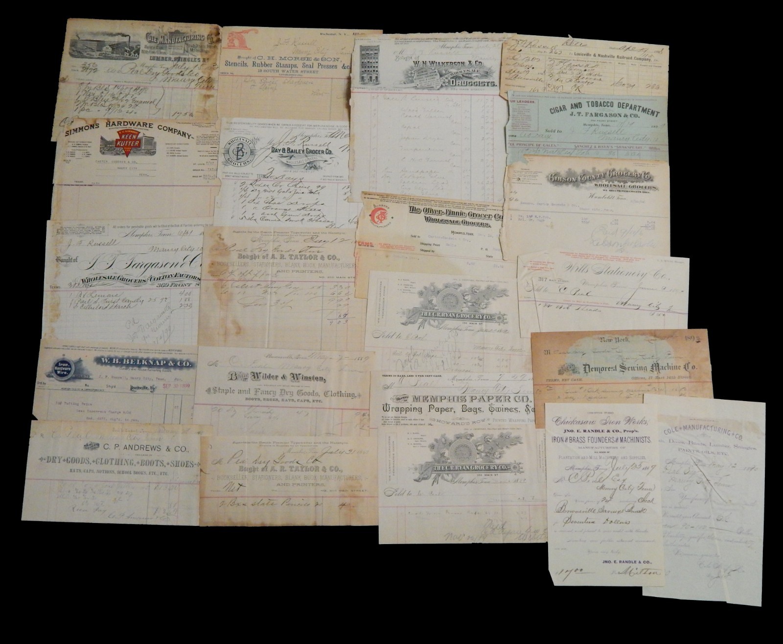 (22) c 1890 ADVERTISING EPHEMERA DOCUMENTS BUSINESS LETTER TENNESSEE