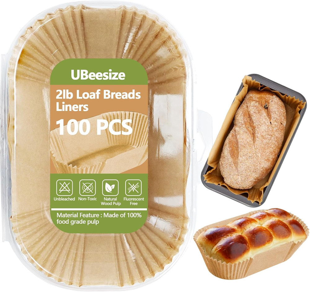 Ubeeize 100 PCS Non-Stick Loaf Pan Liners for 9x5 Bread and Cakes