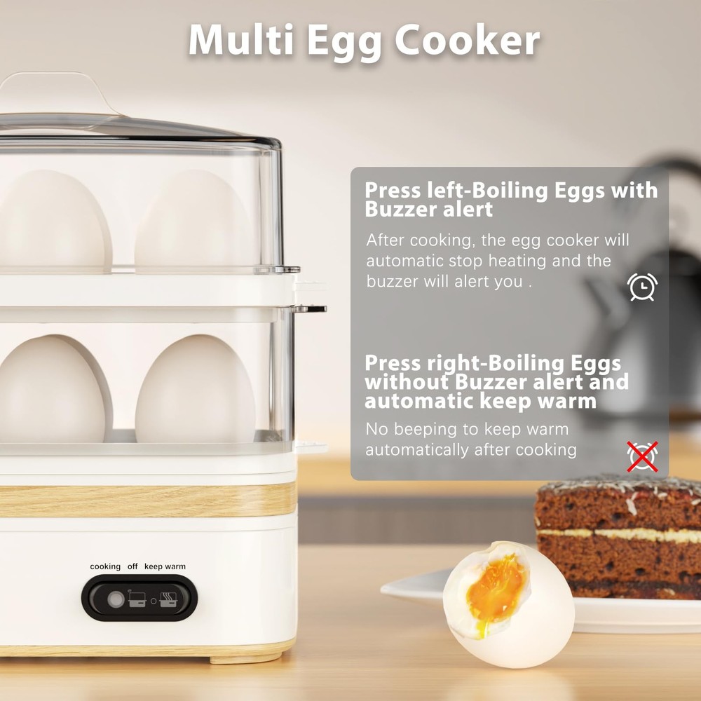 Rapid Egg Cooker Electric for 12 Eggs Soft Medium Hard Boiled