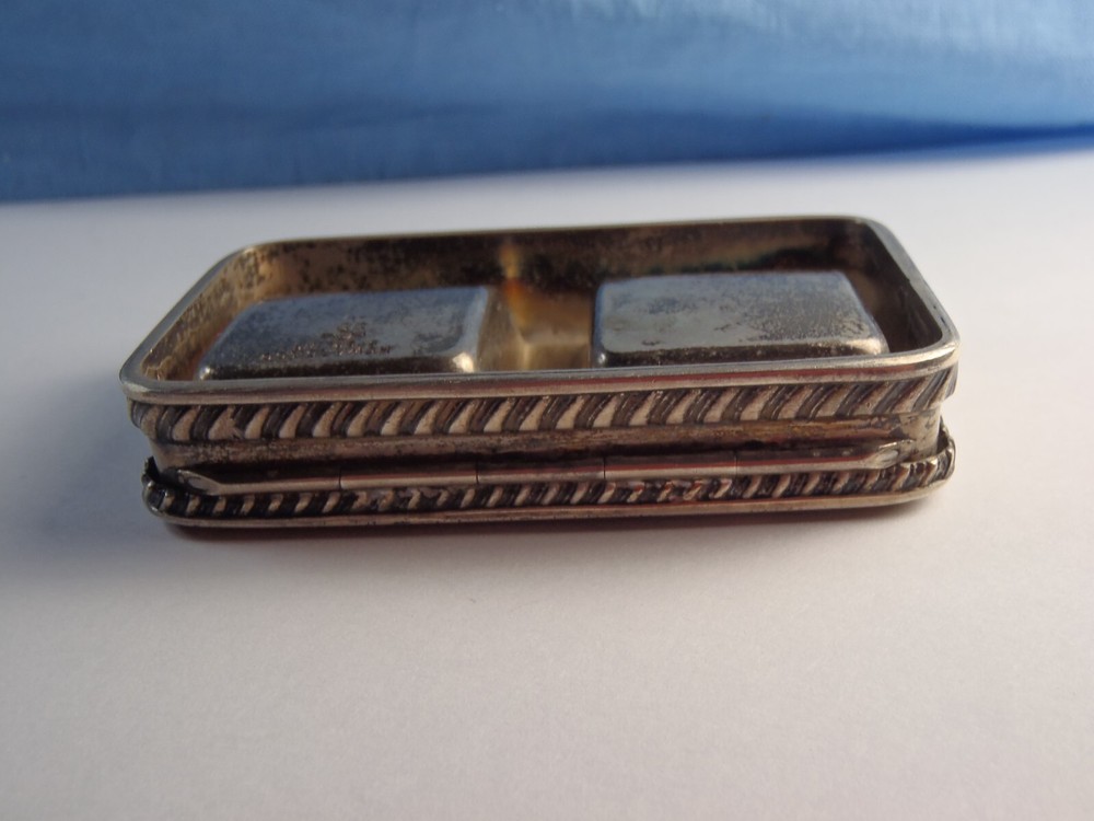 Antique 1892 Howard Co Sterling Silver 2 Compartment Stamp Box