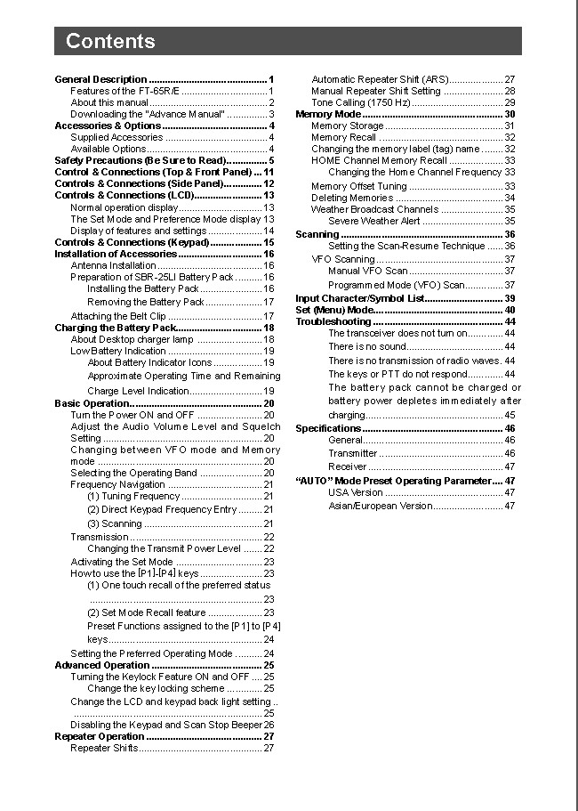 Yaesu FT-65R FT-65E Instruction Manual Operating Guide Coil Bound