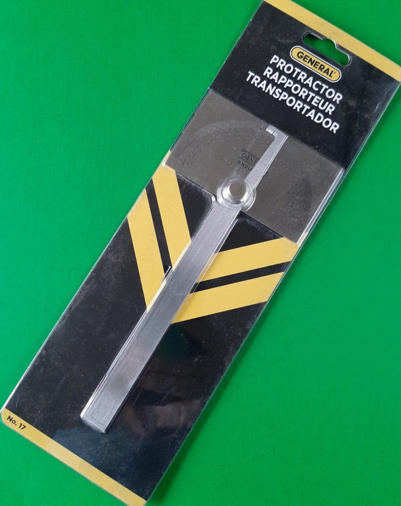 NEW GENERAL TOOLS No. 17 STAINLESS STEEL SQUARE HEAD PROTRACTOR