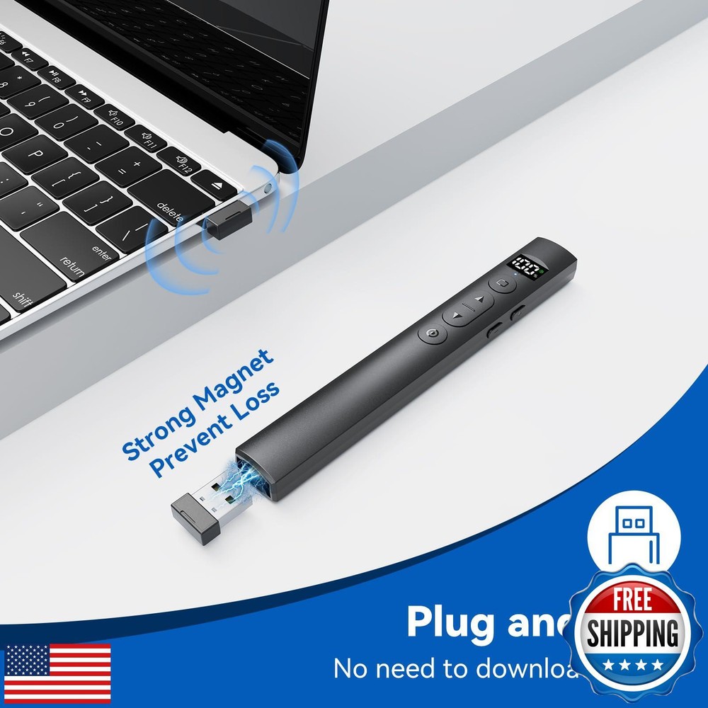 Rechargeable Presentation Clicker with Laser Pointer for Powerpoint Presentat