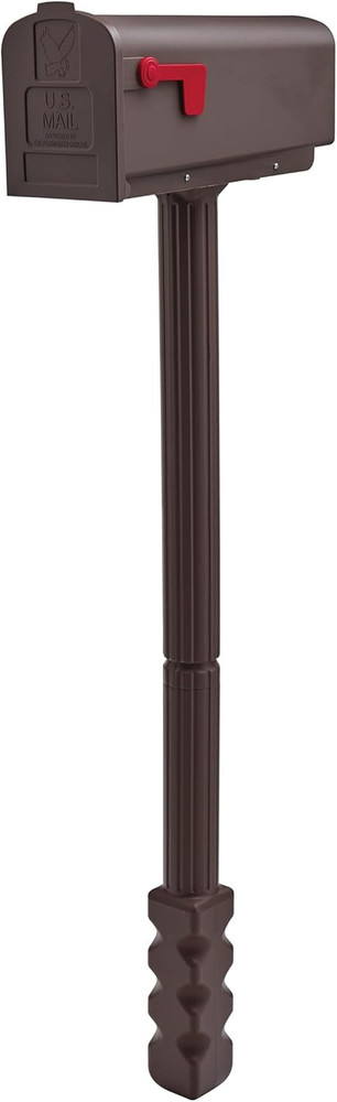 Newbury™ Rust-Proof Plastic Post Mounted Mail Box for outside with Post, Mocha,