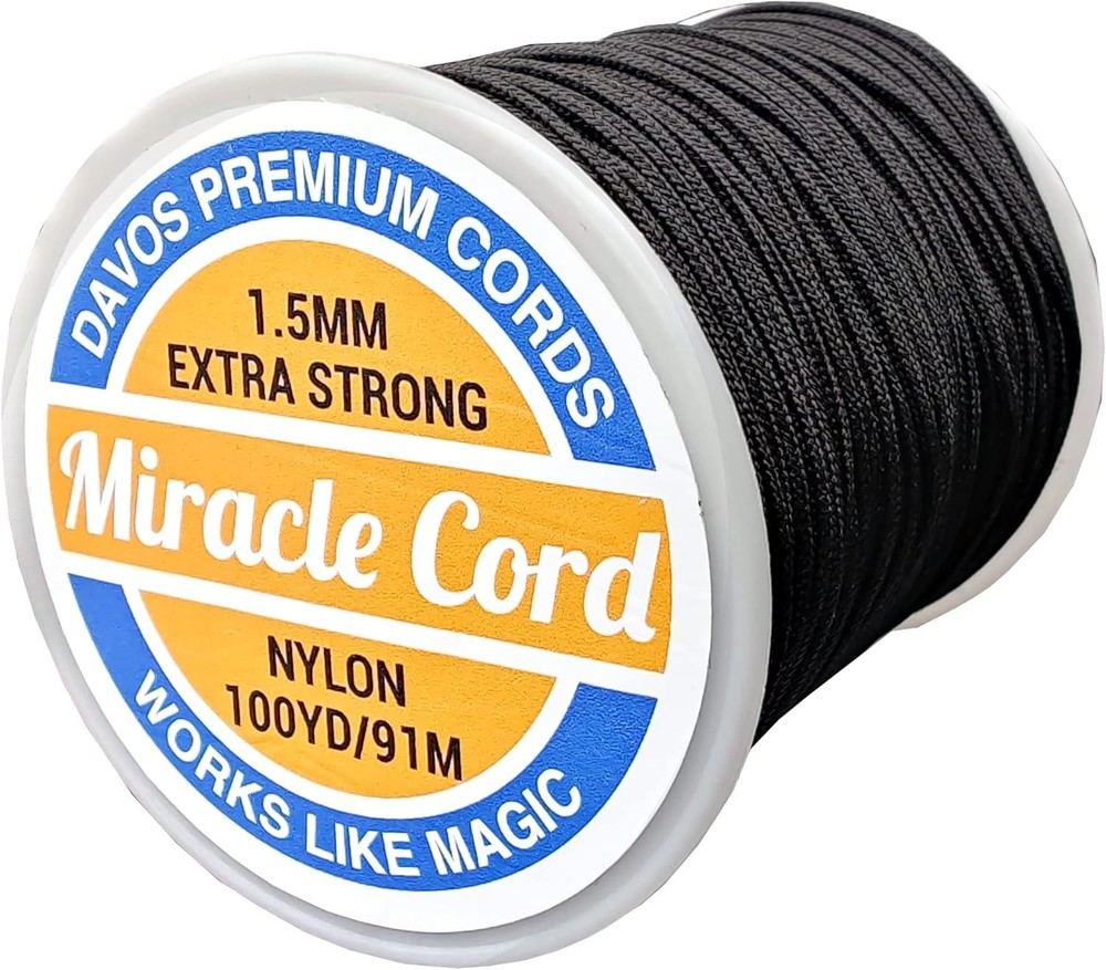 1.5mm Nylon Cord Multi-Use Extra Strong Braided String Thread 16 yards, Black