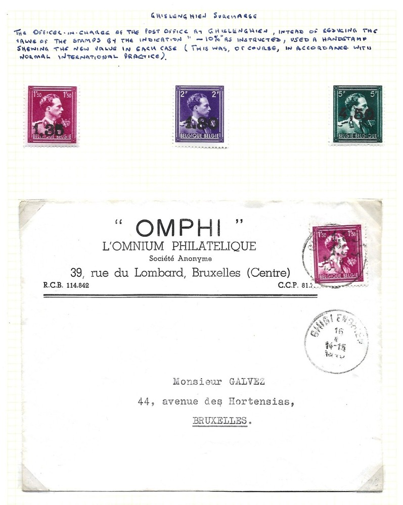 Belgium, 10% reduced value stamps MM, + cover. ref A830
