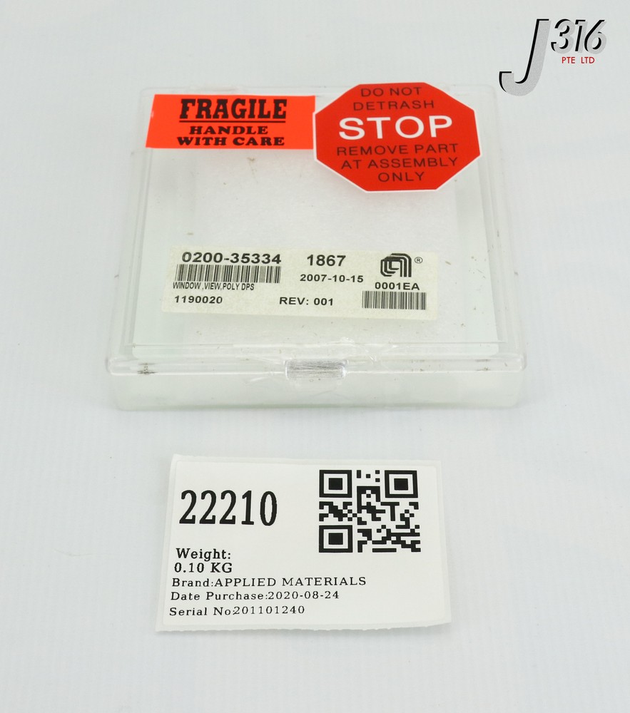 22210 APPLIED MATERIALS WINDOW, VIEW, POLY DPS (NEW) 0200-35334